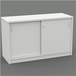 OM Credenza 1200W x  450D x 720mmH Lockable Sliding Doors All White