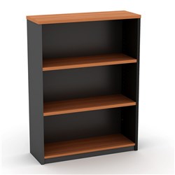 OM Bookcase 900W x 320D x 1200mmH 2 Shelf Cherry And Charcoal