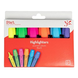 Stat Highlighter Chisel 2-5mm Tip Rubberised Grip Assorted Wallet of 6