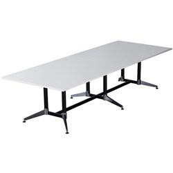 Rapidline Typhoon Boardroom Table 3200W x 1200D x 750mmH White Top Black Frame