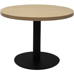 Rapidline Estillo Disc Base Round Coffee Table 600D x 450mmH Oak Top Black Base