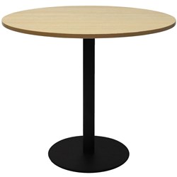 Rapidline Estillo Disc Base Round Table 900D x 755mmH Oak Top Black Base