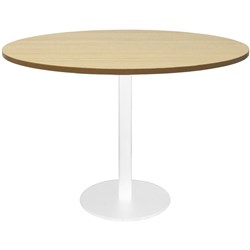 Rapidline Estillo Disc Base Round Table 1200D x 755mmH Oak Top White Base