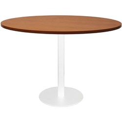 Rapidline Estillo Disc Base Round Table 1200D x 755mmH Cherry Top White Base