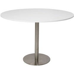 Rapidline Estillo Disc Base Round Table 1200D x 755mmH White Top Silver Base