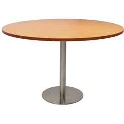 Rapidline Estillo Disc Base Round Table 1200D x 755mmH Beech Top Silver Base