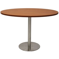 Rapidline Estillo Disc Base Round Table 1200D x 755mmH Cherry Top Silver Base