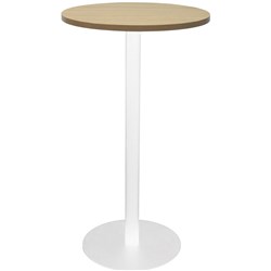 Rapidline Estillo Disc Base Dry Bar Table 600D x 1085mmH Oak Top White Base