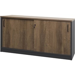 OM Premier Credenza Sliding Doors 1500W x 450D x 720mmH Regal Walnut And Charcoal