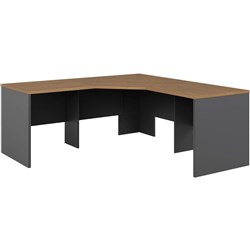 OM Premier Corner Workstation 3 Piece 1800/1800W x 700D x  720mmH Regal Walnut/Charcoal