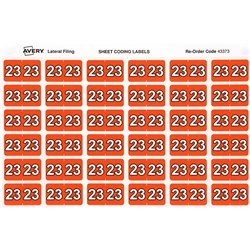 Avery Side Tab 23 Year Code Label 25x38mm Dark Orange Pack Of 180