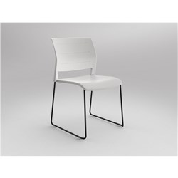 OLG Game Chair Black Sled Base White Poly Seat And Back 