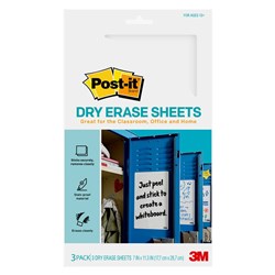 Post-it Dry Erase Sheets 177 x 287mm Pack Of 3 White 