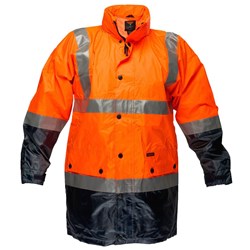 Portwest Eyre Hi-Vis Contrast Rain Traffic Jacket 4XL Orange And Navy