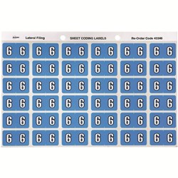 Avery Numeric Coding Label 6 Side Tab 25x38mm Blue Pack Of 180