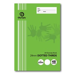 Olympic D244 Exercise Book A4 48 Page 24mm Dotted Thirds With Red Margin