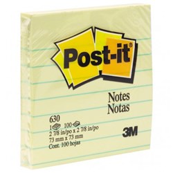 Post-It 630SS Notes Original 76x76mm Lined Yellow 100 Sheets