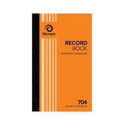Olympic 704 Record Book Carbonless Duplicate 200 x 125mm 50 Leaf Orange